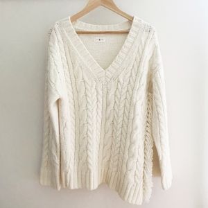 Lou & Grey Fringe Cableknit Sweater